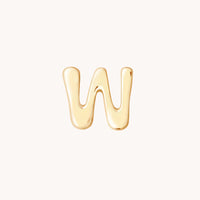 W Initial Click Charm in Solid Gold