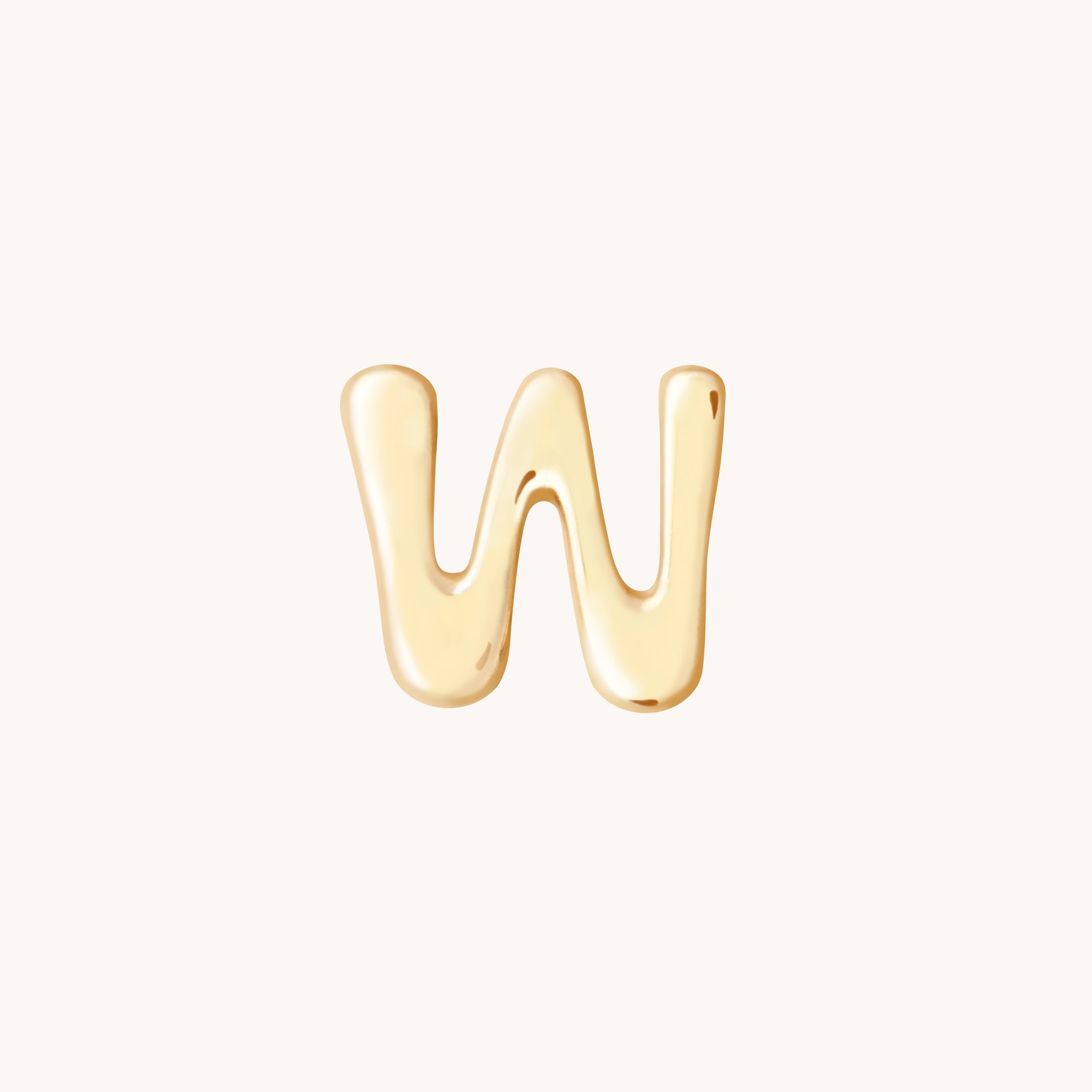 W Initial Click Charm in Solid Gold