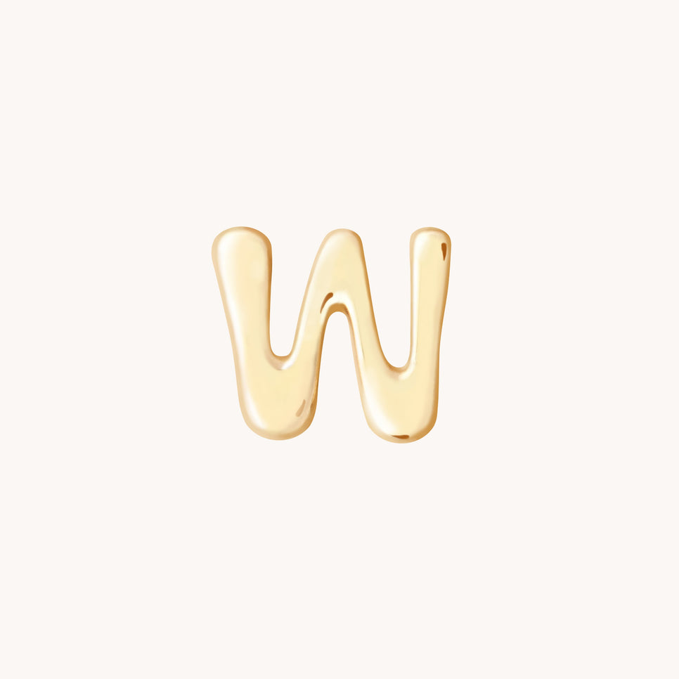 W Initial Click Charm in Solid Gold