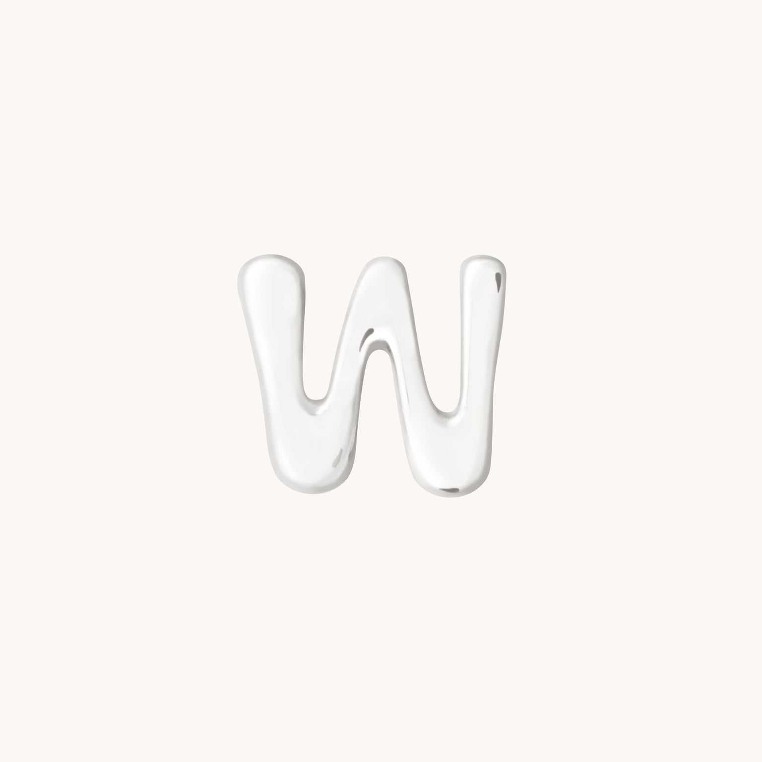 W Initial Click Charm in Solid White Gold