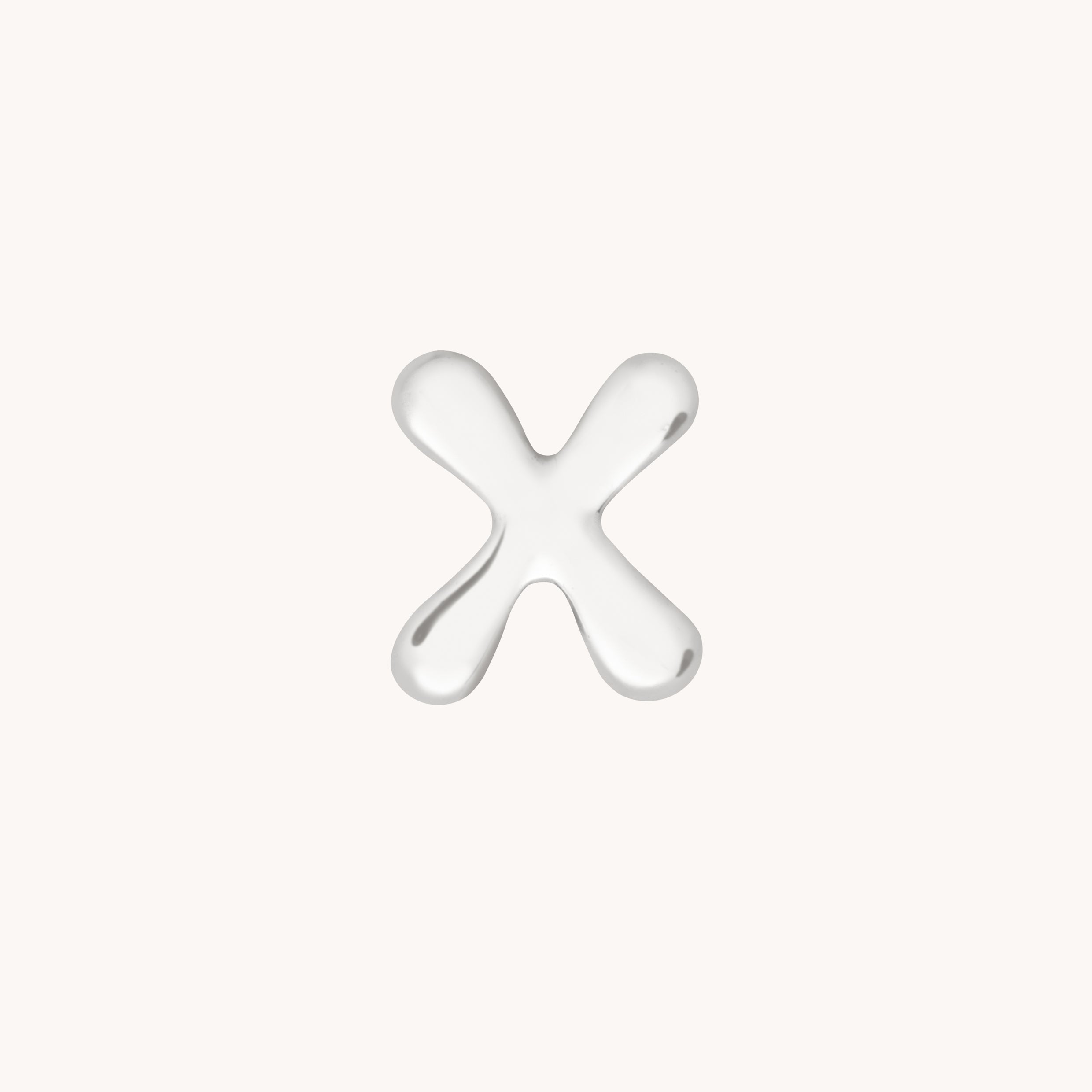 X Initial Click Charm in Solid White Gold