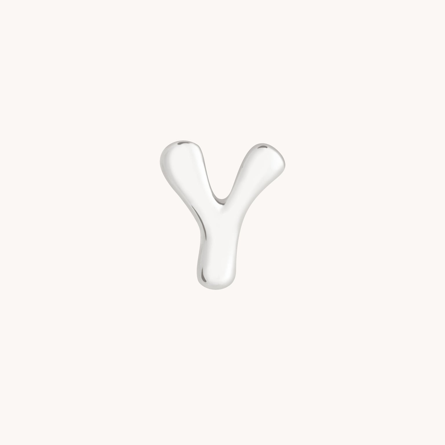 Y Initial Click Charm in Solid White Gold