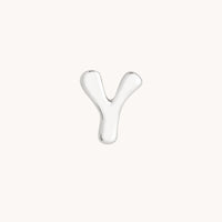 Y Initial Click Charm in Solid White Gold