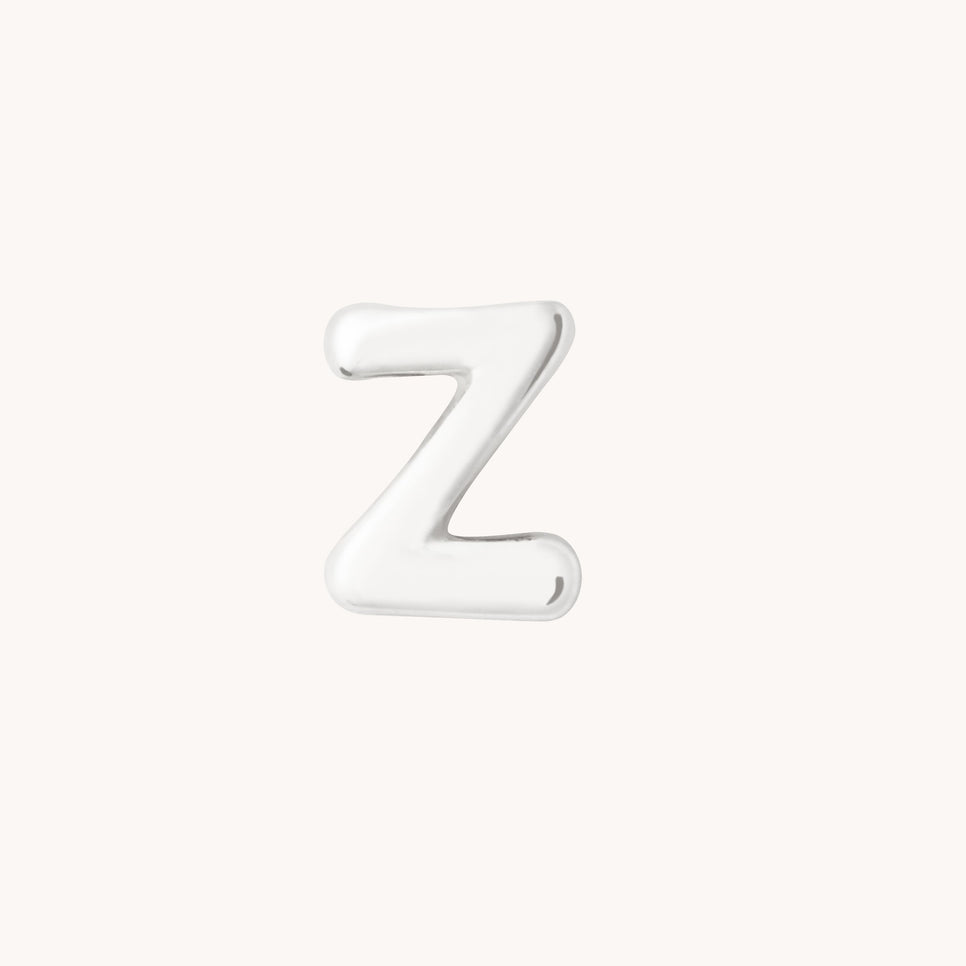 Z Initial Click Charm in Solid White Gold