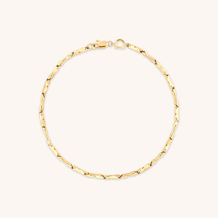 Molten Bar Chain Bracelet in Solid Gold