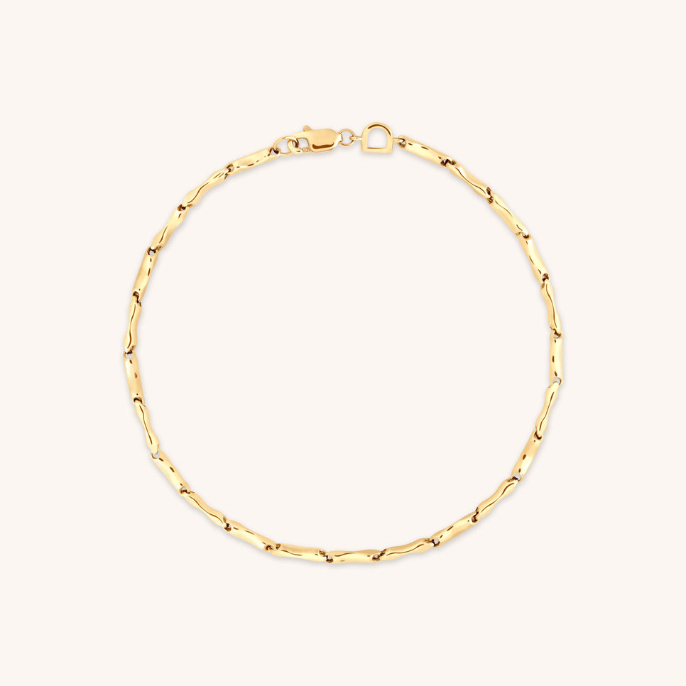Molten Bar Chain Bracelet in Solid Gold