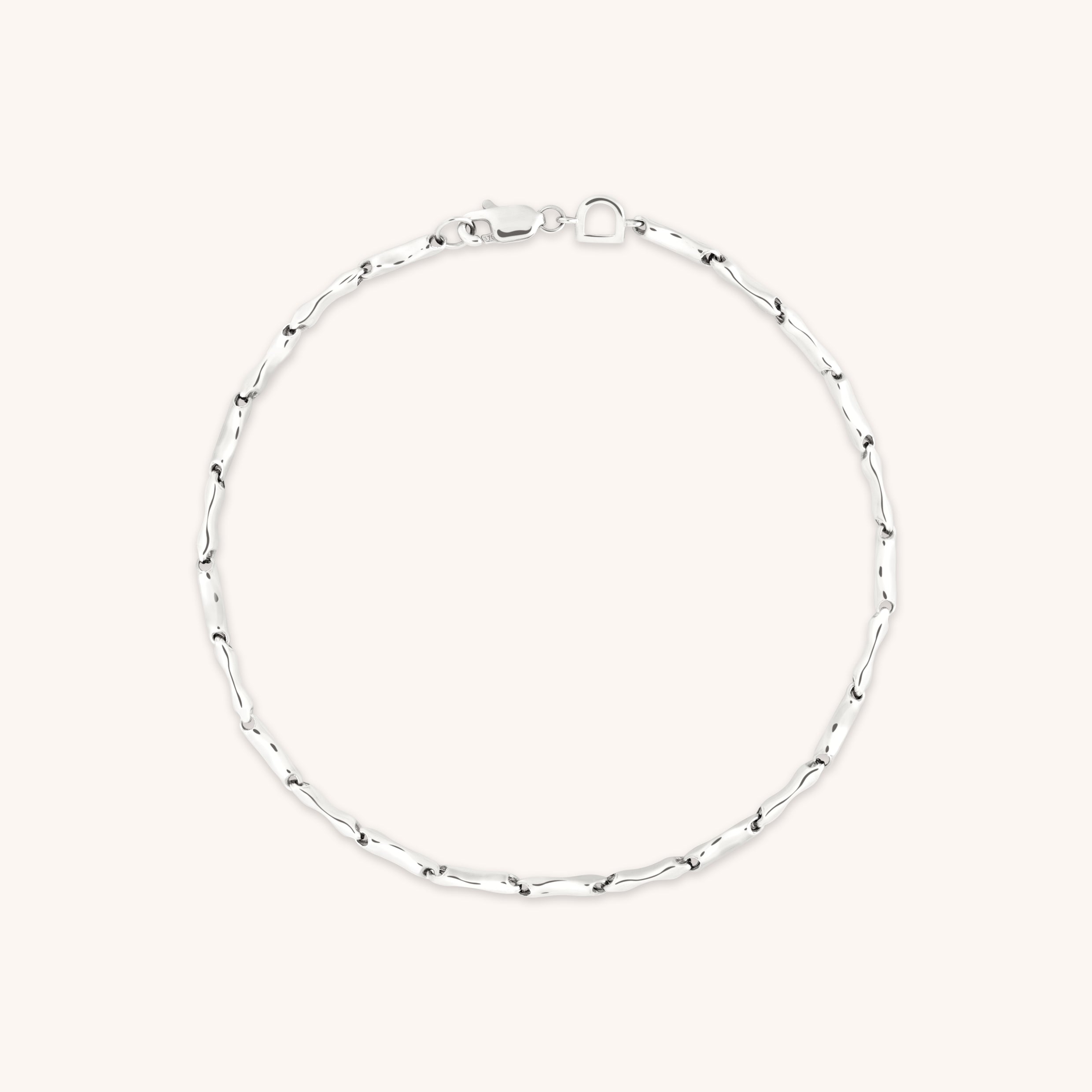 Molten Bar Chain Bracelet in Solid White Gold