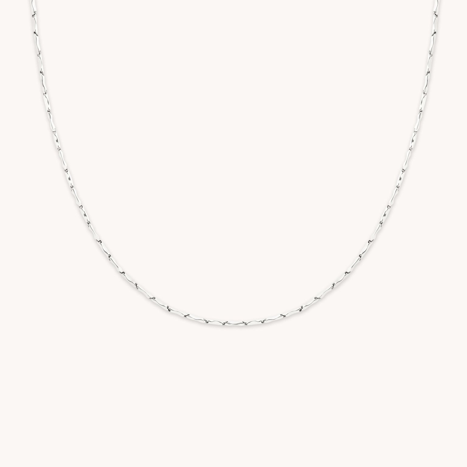 Molten Bar Chain Necklace in Solid White Gold-Astrid &amp; Miyu