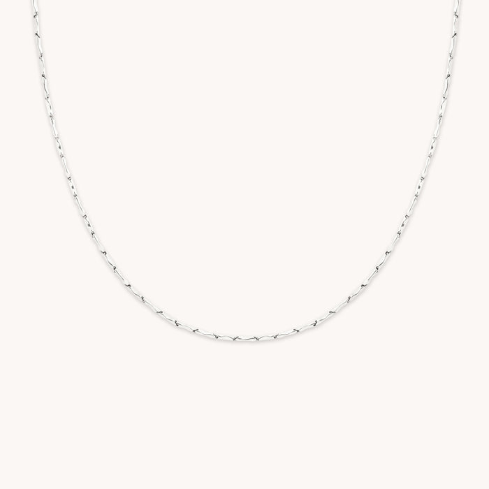 Molten Bar Chain Necklace in Solid White Gold-Astrid &amp; Miyu