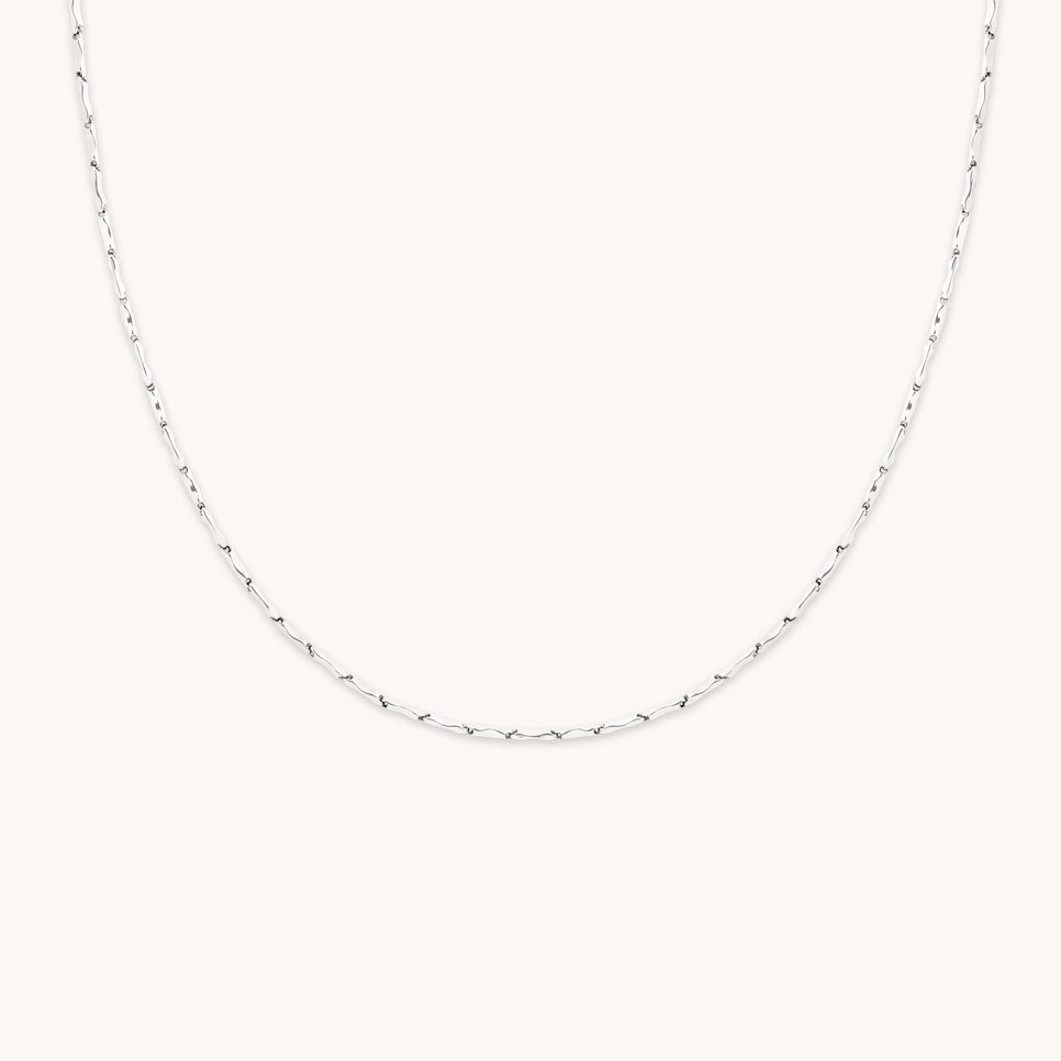 Molten Bar Chain Necklace in Solid White Gold-Astrid &amp; Miyu