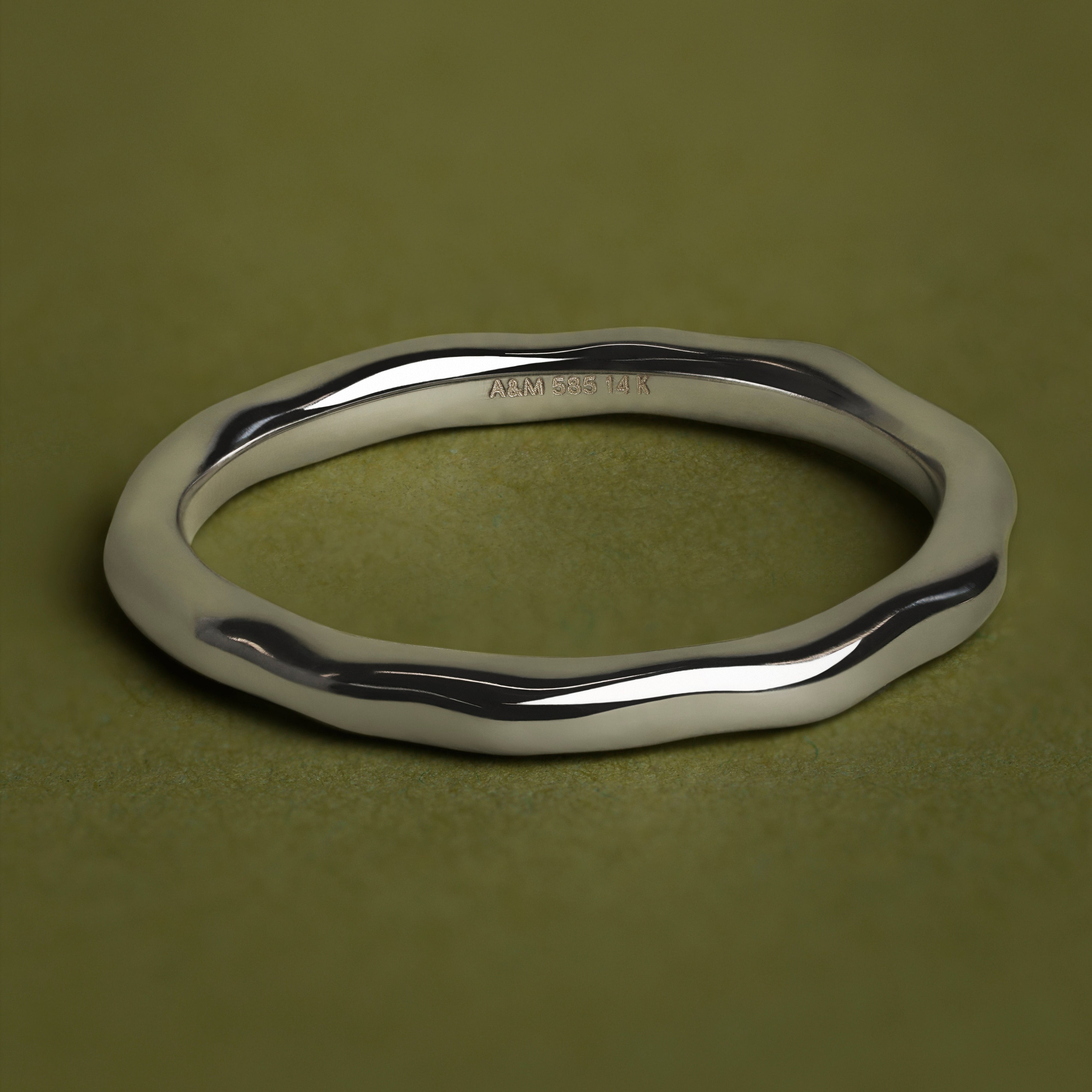 Molten Band Ring in Solid White Gold