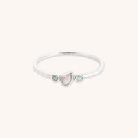 Molten Opal Cluster Ring in Solid White Gold
