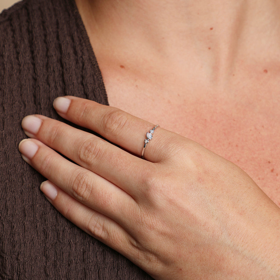 Molten Opal Cluster Ring in Solid White Gold