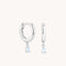 Moonstone Pear Charm Huggies in Silver