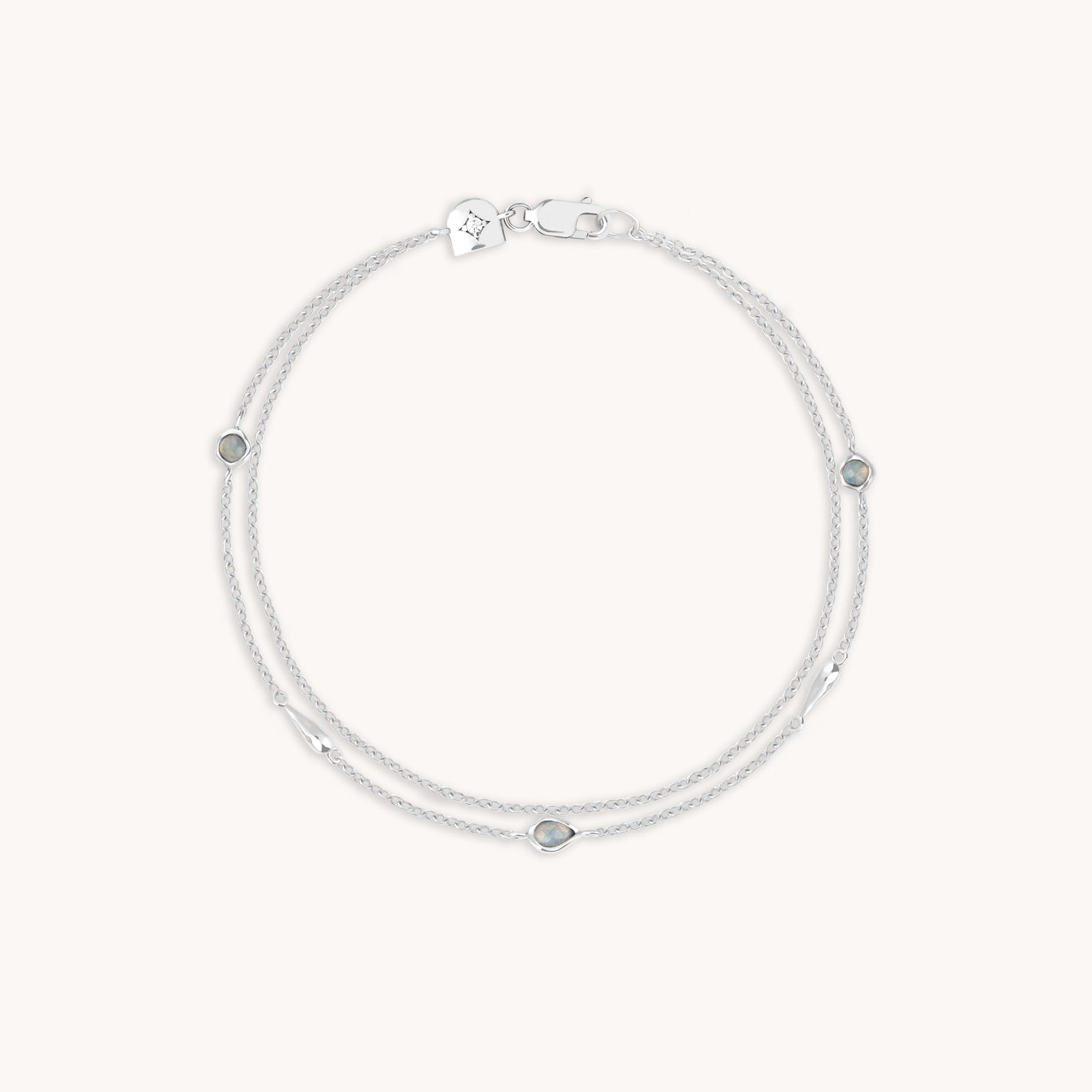 Opal Charm Double Bracelet in Silver-Astrid &amp; Miyu