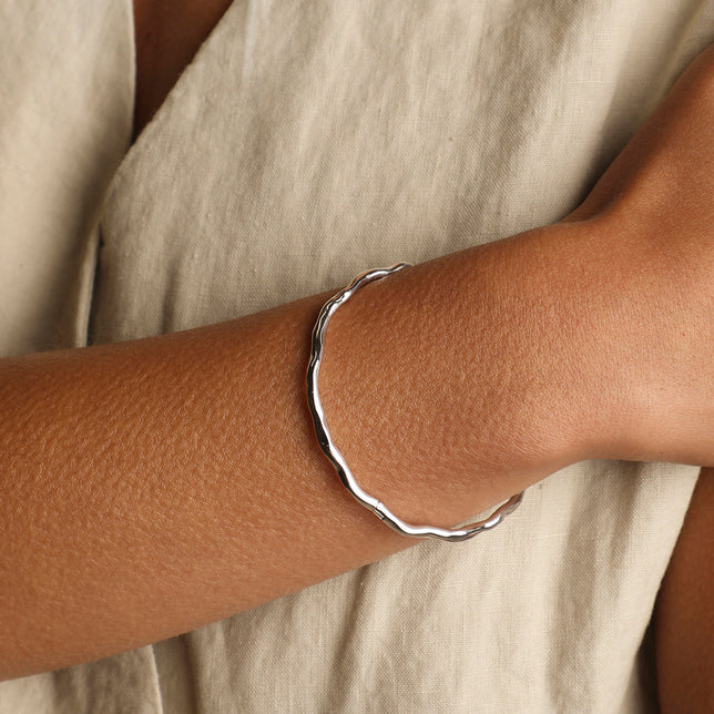 Molten Bangle in Silver