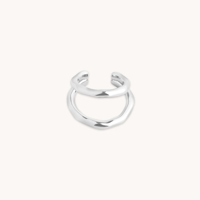 Molten Illusion Ear Cuff in Silver