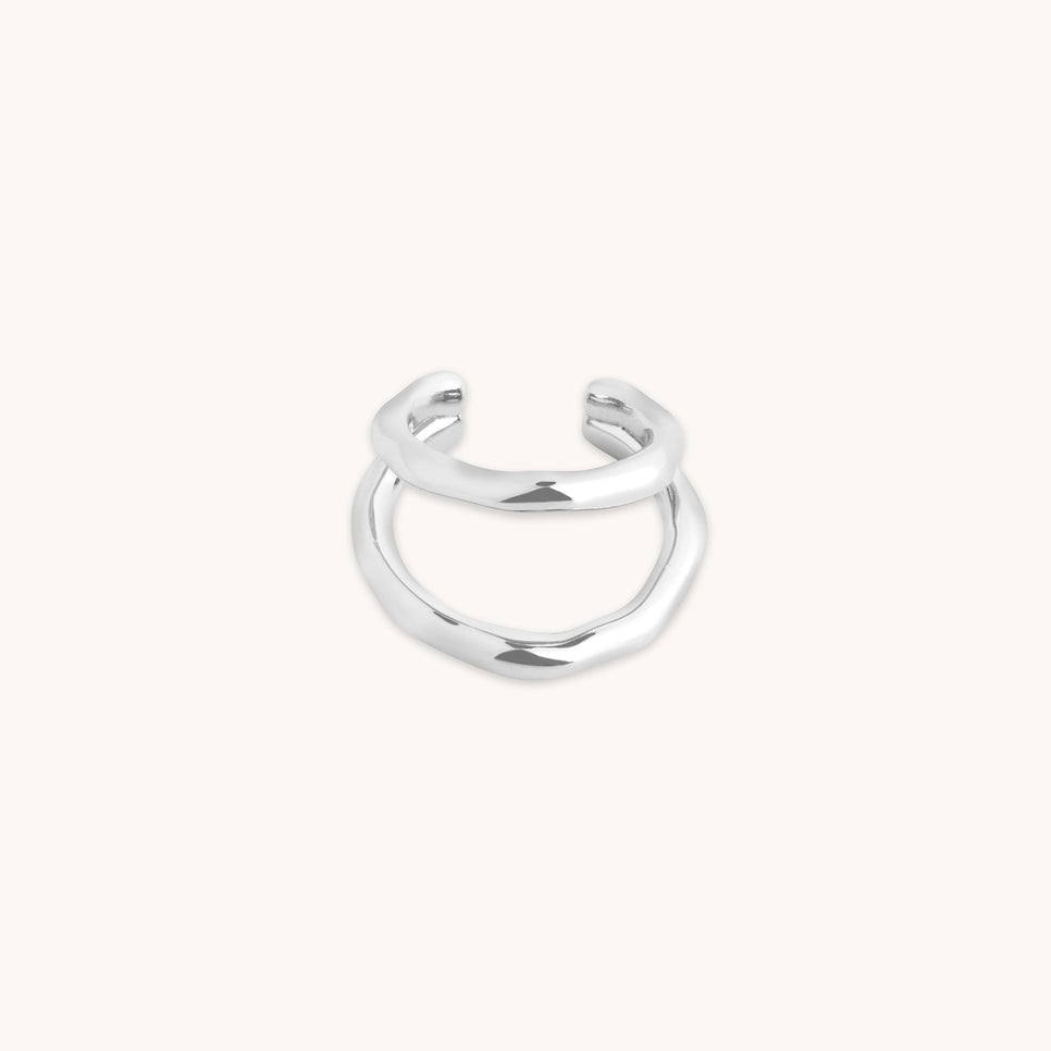 Molten Illusion Ear Cuff in Silver