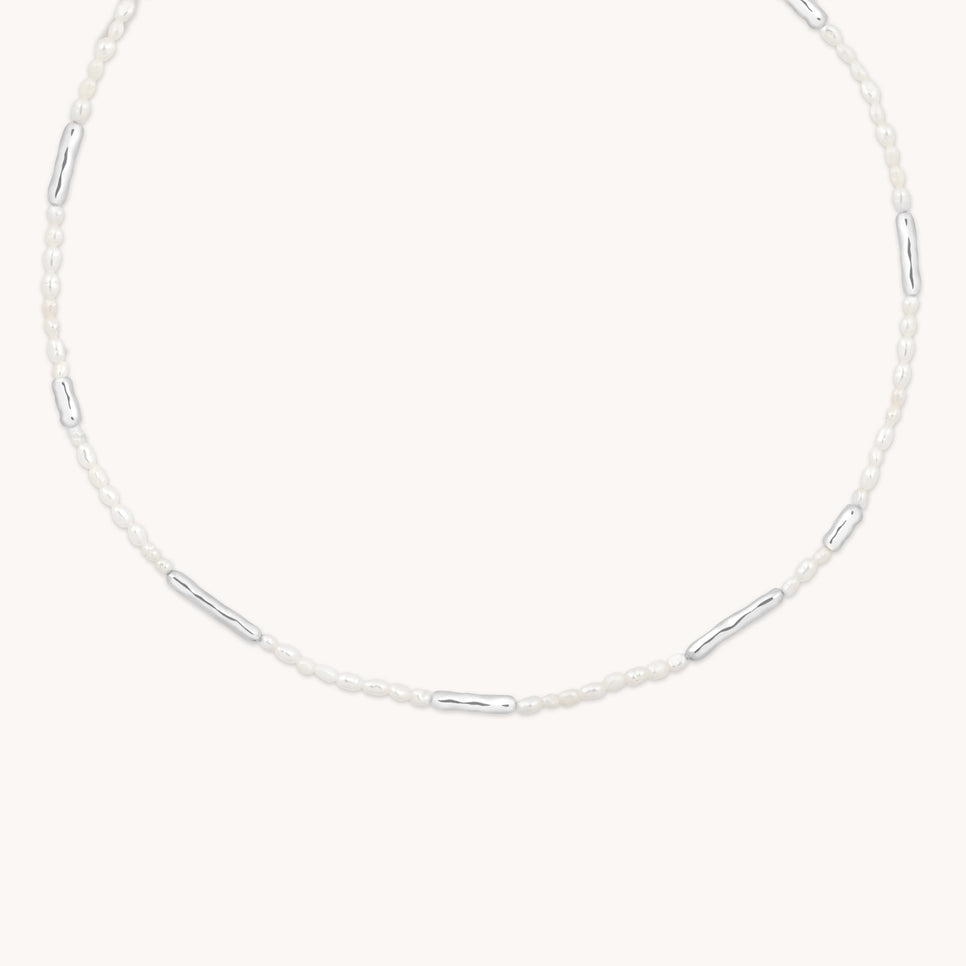 Molten Pearl Necklace in Silver