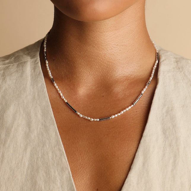 Molten Pearl Necklace in Silver