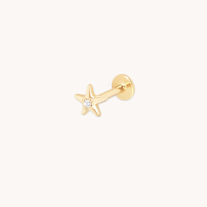 Diamond Star Medium Piercing Stud in Solid Gold-Astrid &amp; Miyu
