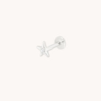 Diamond Star Medium Piercing Stud in Solid White Gold-Astrid &amp; Miyu