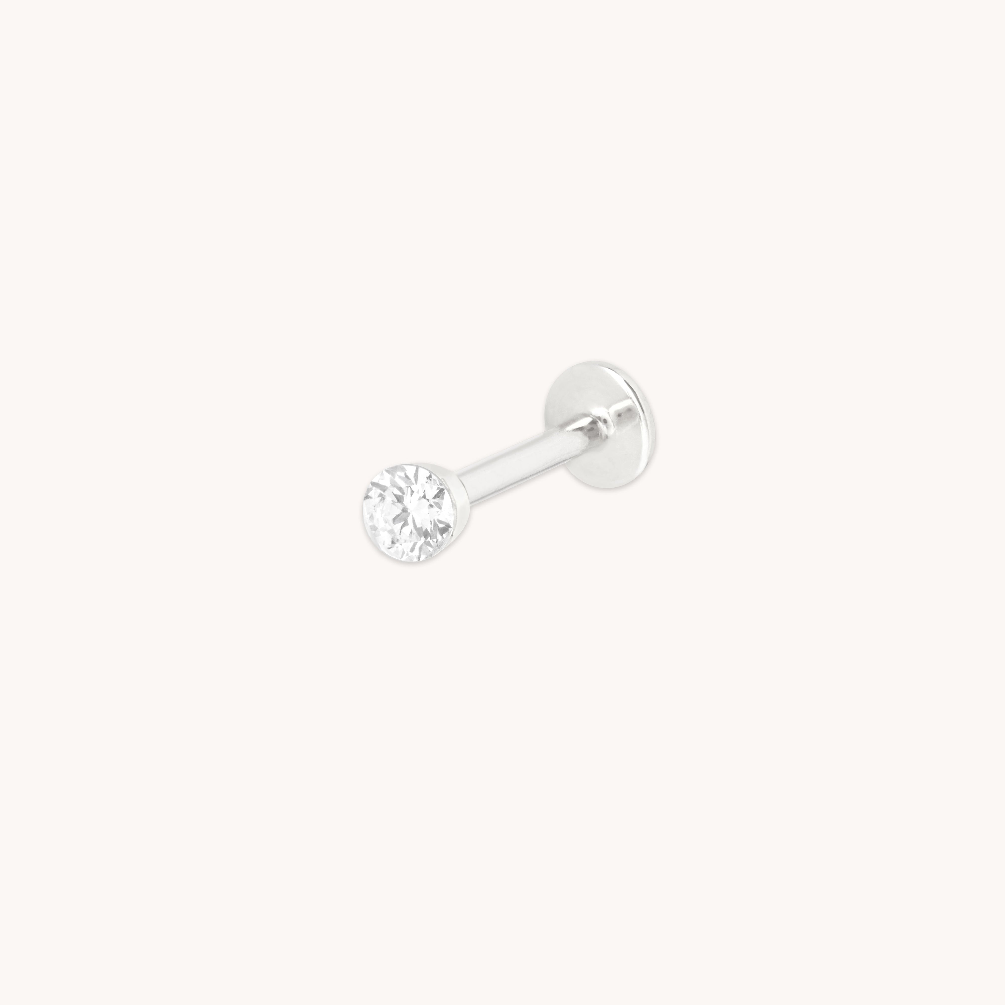 Floating Diamond Large Piercing Stud in Solid White Gold-Astrid &amp; Miyu