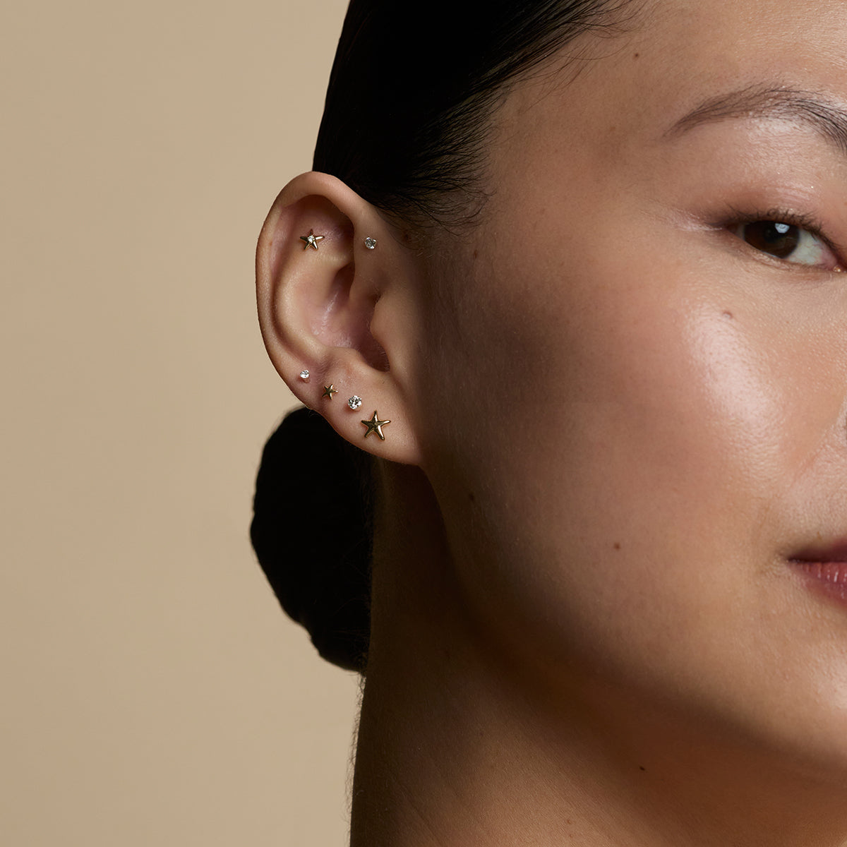 Star Large Piercing Stud in Solid Gold-Astrid &amp; Miyu
