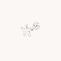 Star Large Piercing Stud in Solid White Gold-Astrid &amp; Miyu