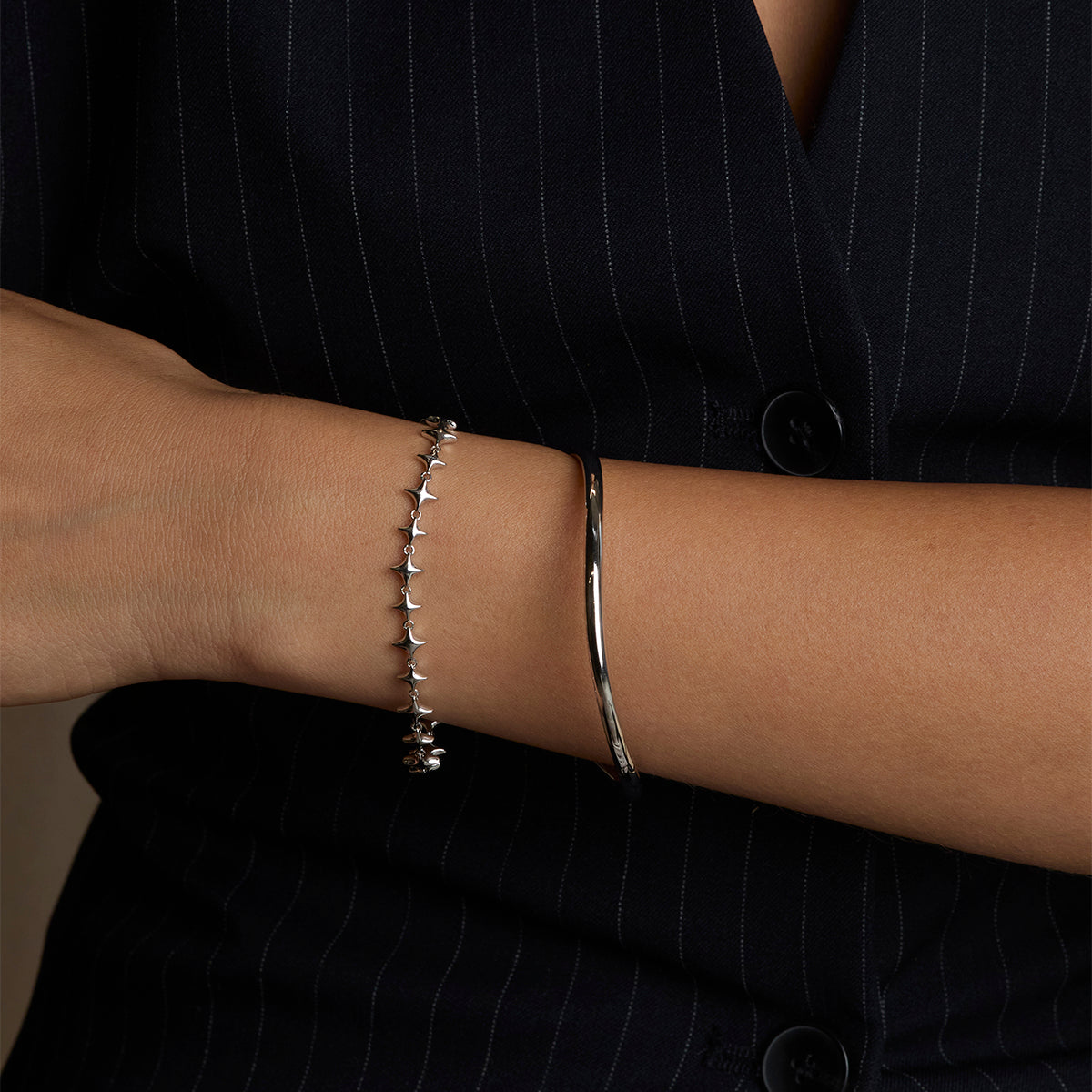 Cosmic Star Chain Bracelet in Silver