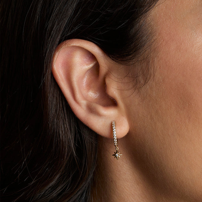 Twilight Star Pavé Hoops in Gold
