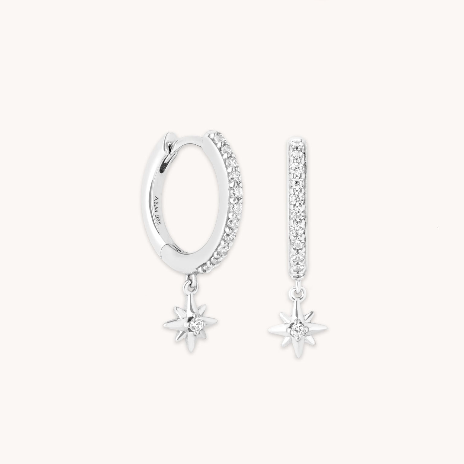 Twilight Star Pavé Hoops in Silver