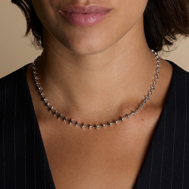 Cosmic Star Chain Necklace in Silver