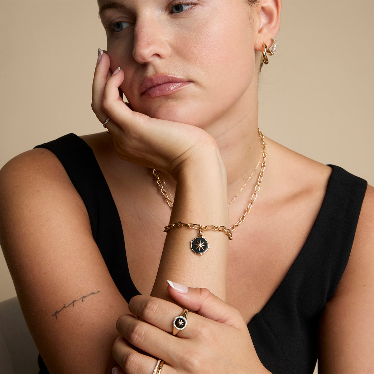 Black Star Clip Charm in Gold