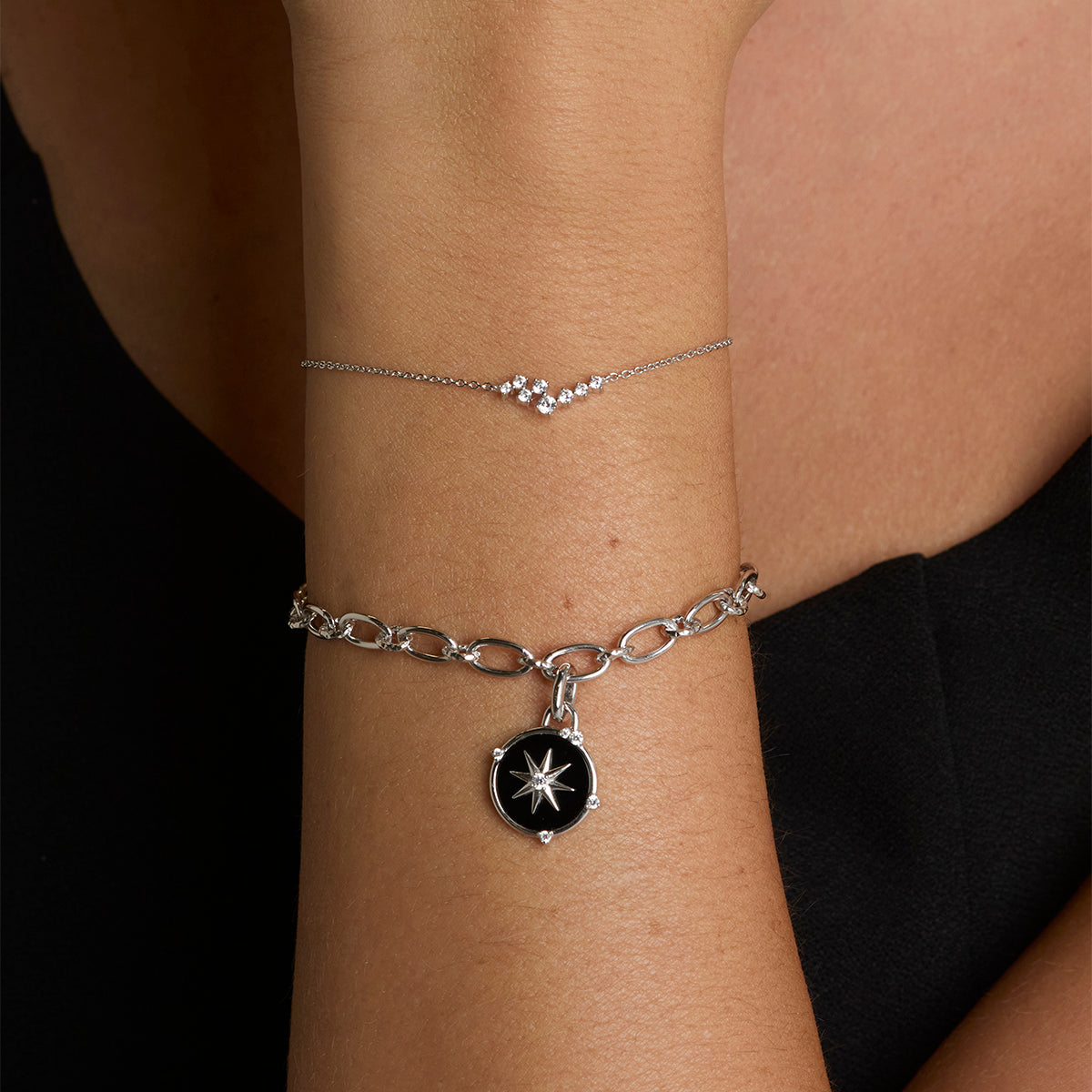 Black Star Clip Charm in Silver