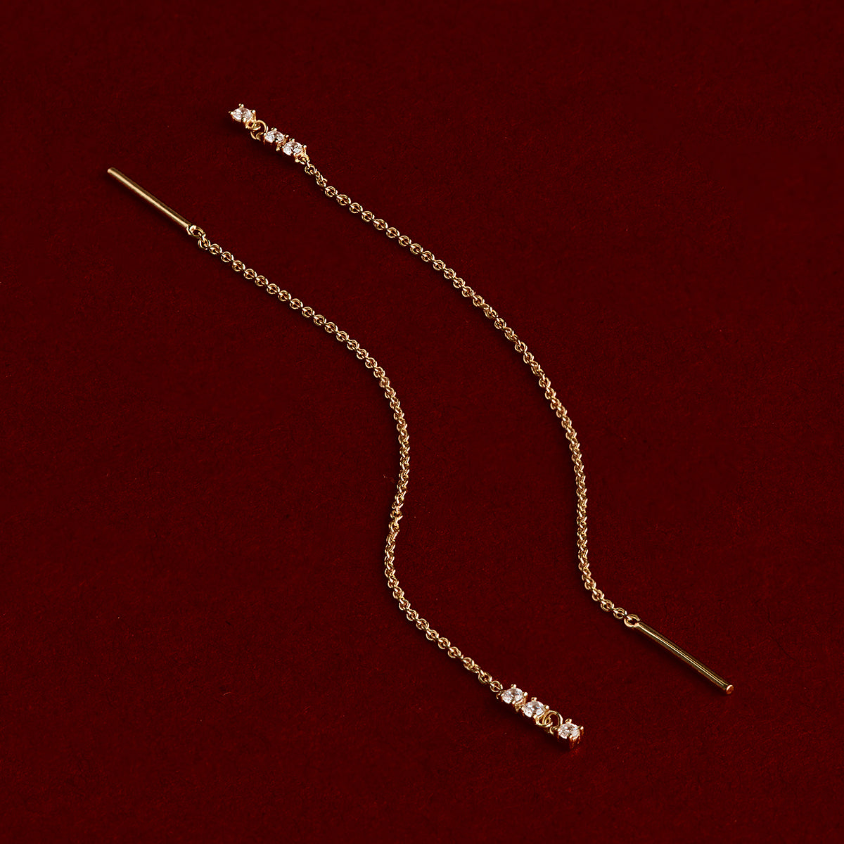 Crystal Thread Through Earrings in Gold-Astrid &amp; Miyu