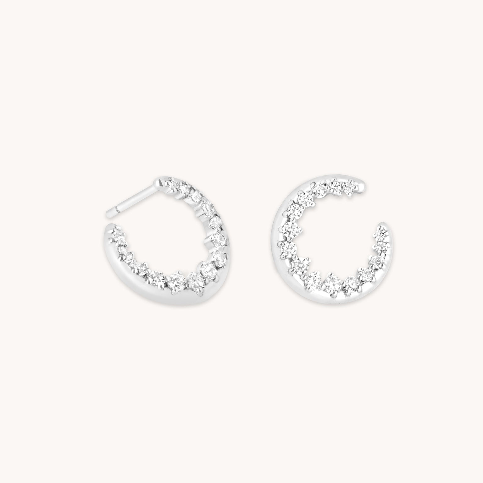 Orbit Pavé Crystal Hoops in Silver