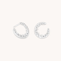 Orbit Pavé Crystal Hoops in Silver
