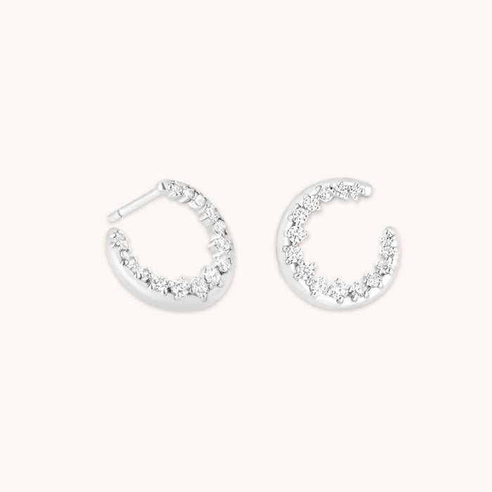 Orbit Pavé Crystal Hoops in Silver
