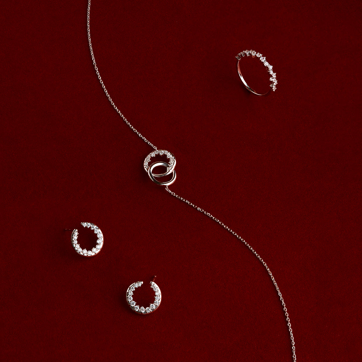 Orbit Pavé Crystal Hoops in Silver