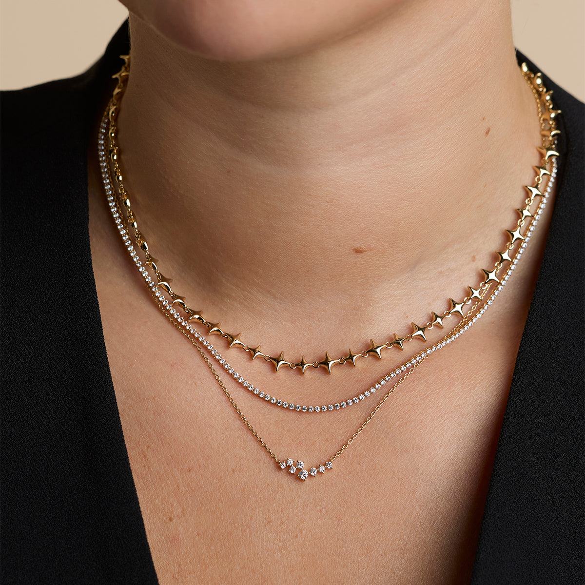 Crystal Scatter Necklace in Gold