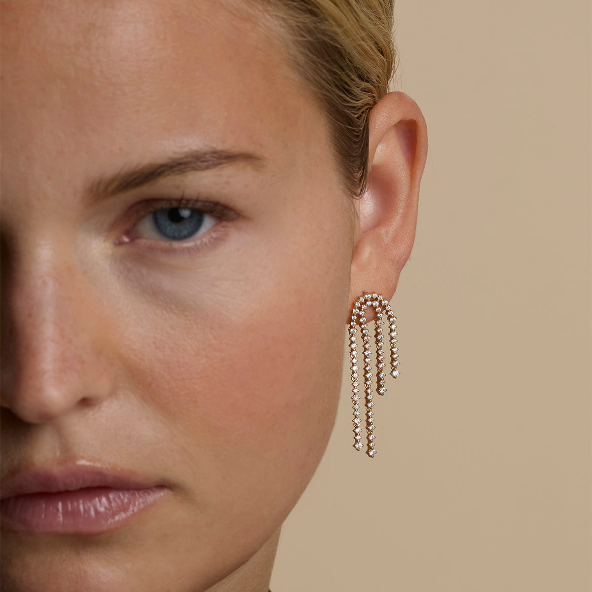 Crystal Scatter Drop Studs in Gold