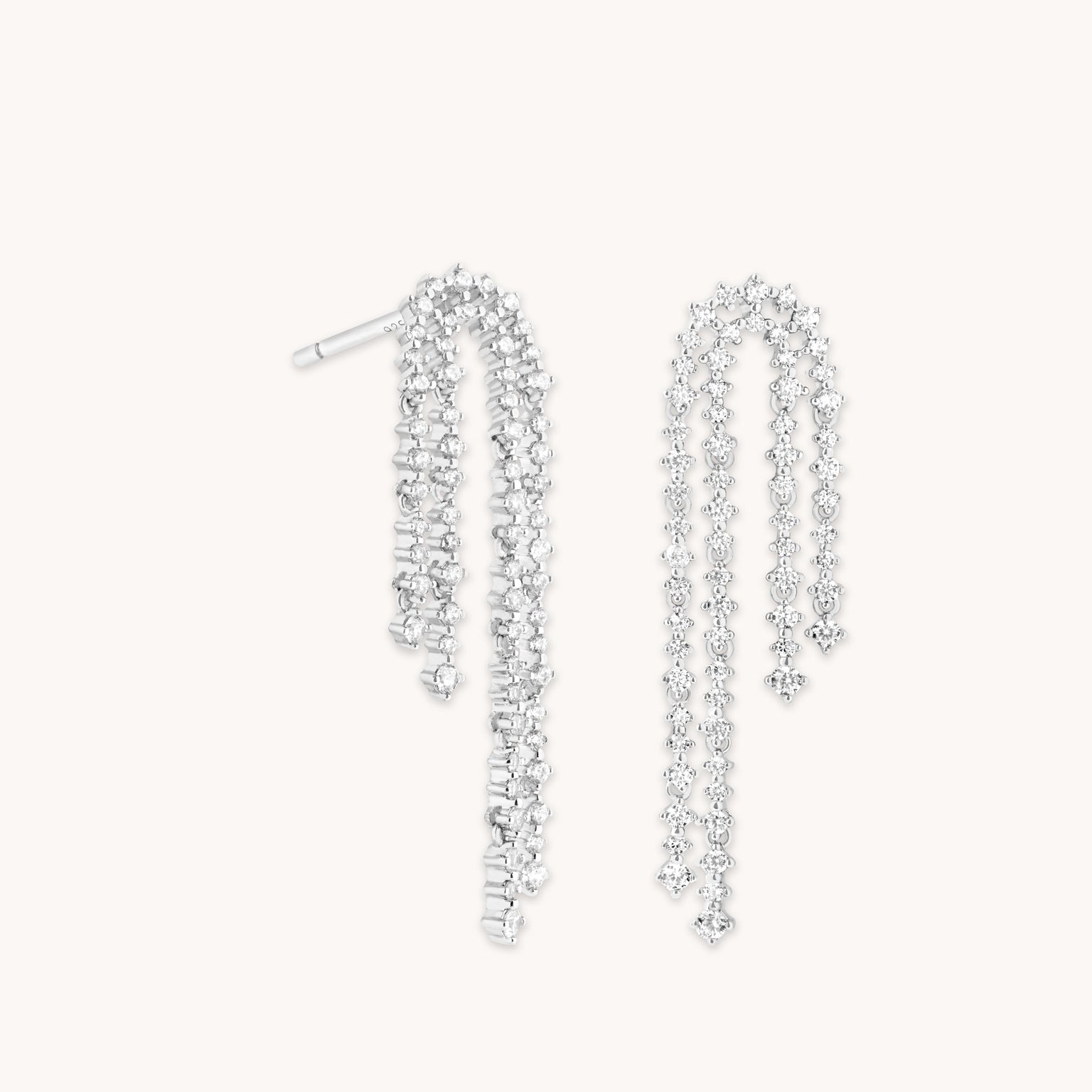 Crystal Scatter Drop Studs in Silver