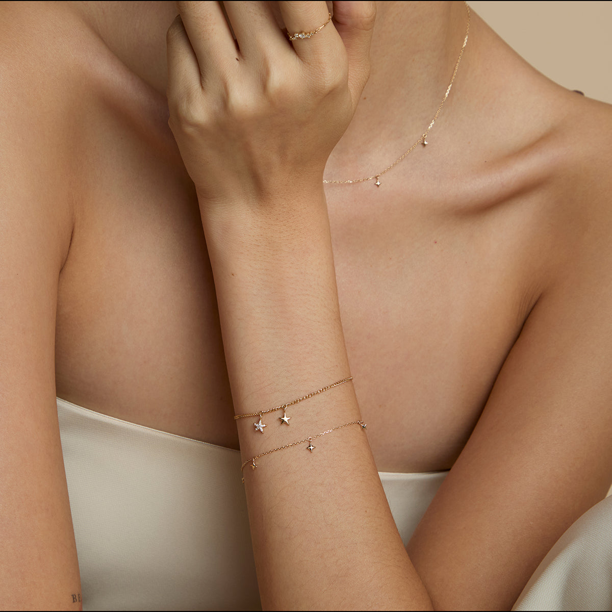 Cosmic Star Charm Bracelet in Solid Gold-Astrid &amp; Miyu