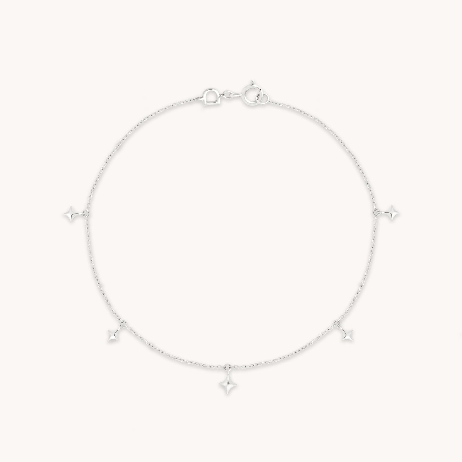 Cosmic Star Charm Bracelet in Solid White Gold-Astrid &amp; Miyu