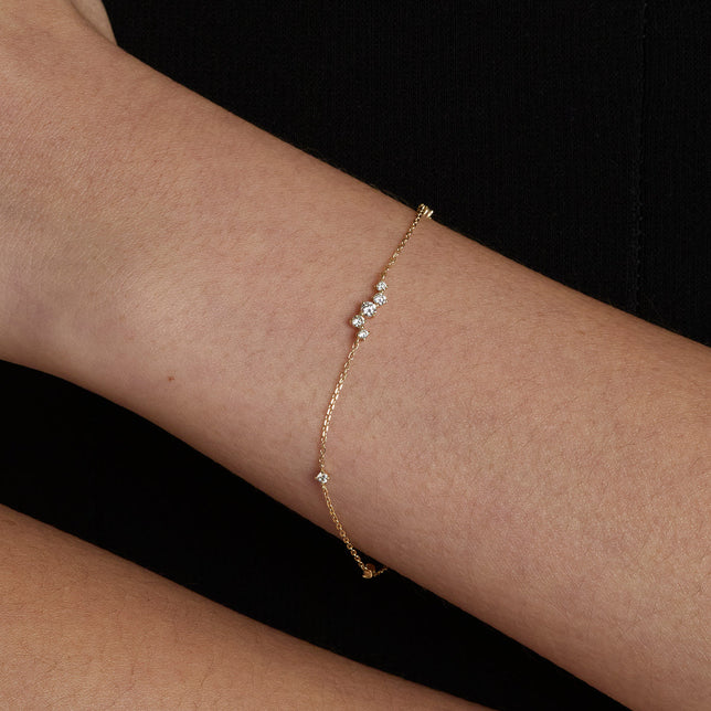 Diamond Cluster Bracelet in Solid Gold-Astrid &amp; Miyu