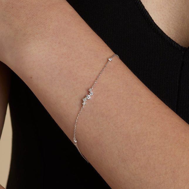 Diamond Cluster Bracelet in Solid White Gold-Astrid &amp; Miyu