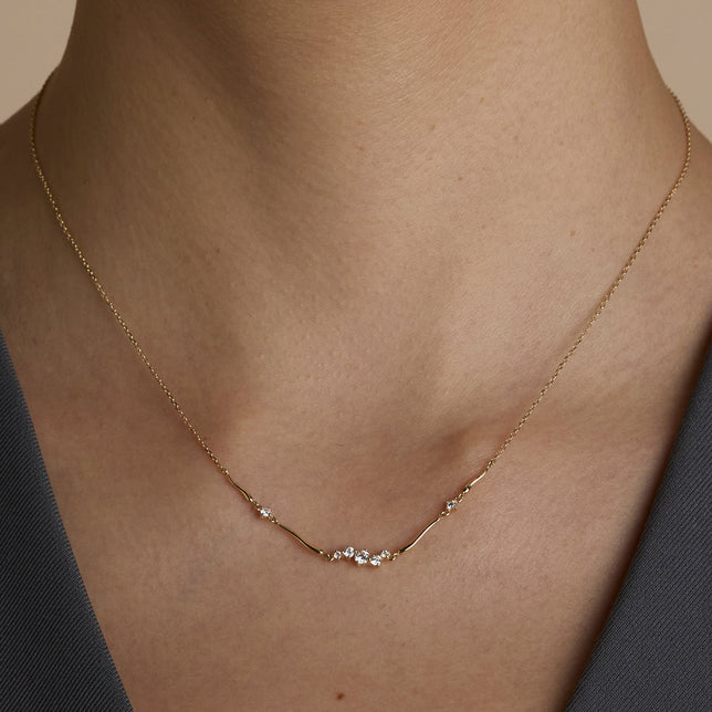 Diamond Cluster Molten Necklace in Solid Gold-Astrid & Miyu