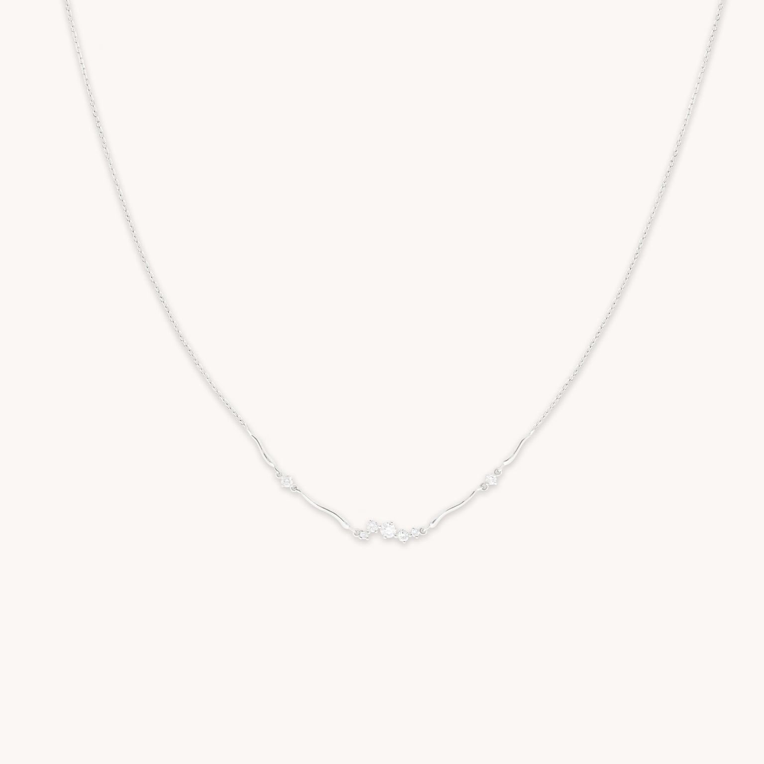 Diamond Cluster Molten Necklace in Solid White Gold-Astrid &amp; Miyu