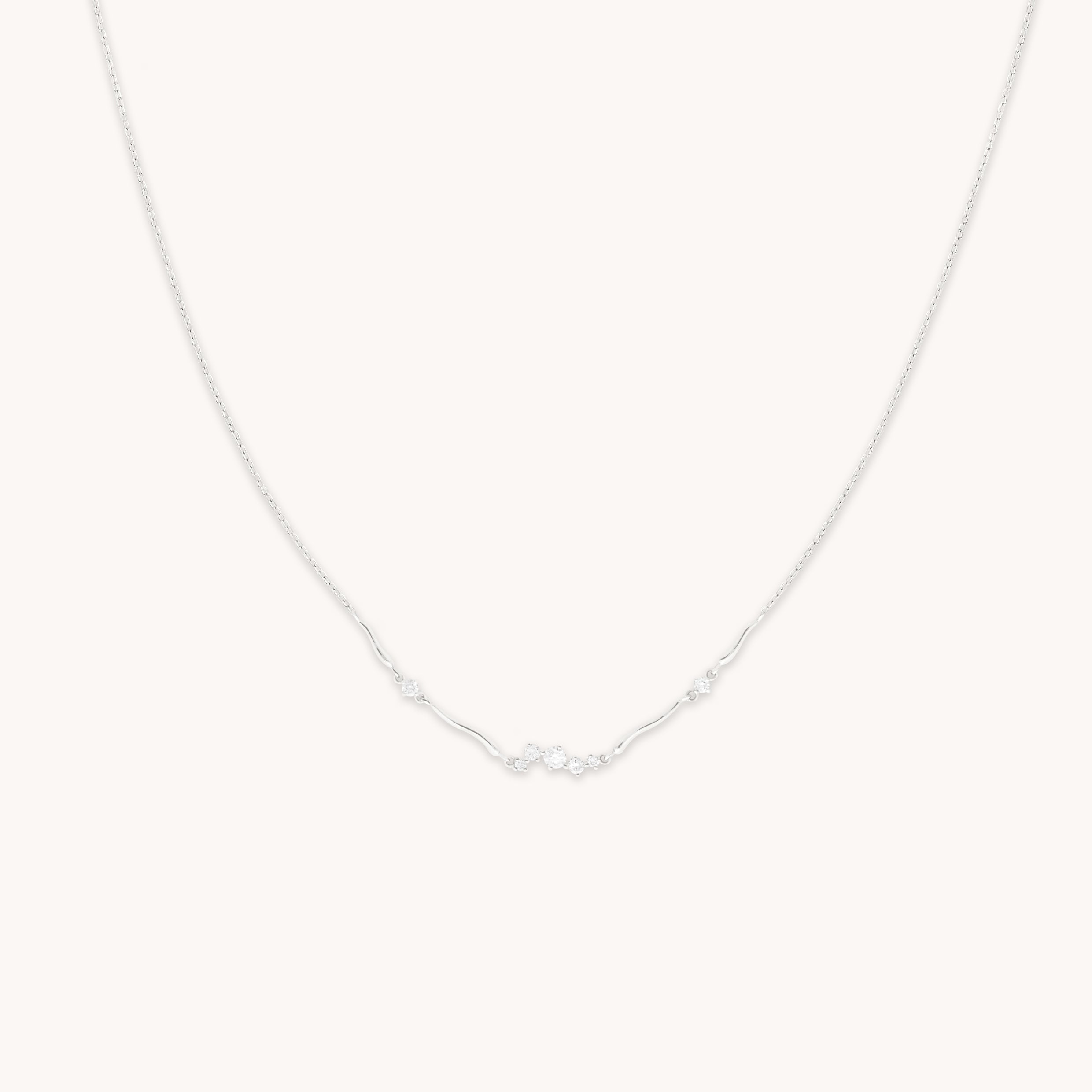Diamond Cluster Molten Necklace in Solid White Gold-Astrid &amp; Miyu